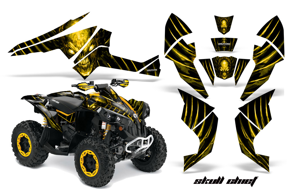 Can-Am Renegade 800 Graphics Kit Skull Chief Yellow